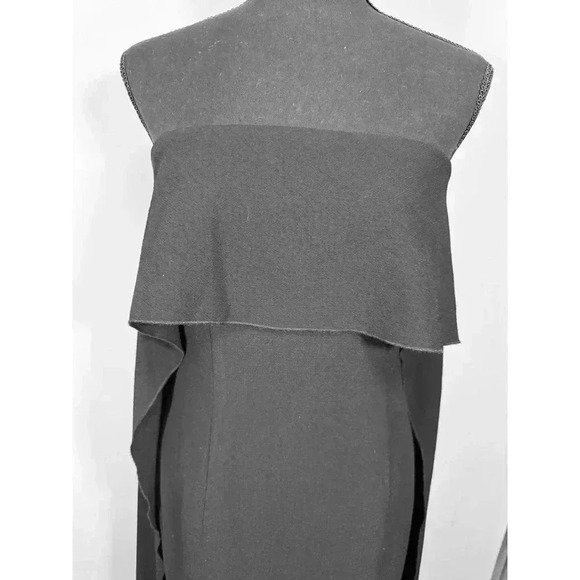 TRINA TURK Genius foldover cape shift dress black crepe size 4 - Picture 4 of 10